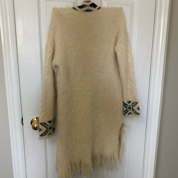 FOREVER 21 Long Cream & Black Cozy Cardigan Size Small - Picture 2 of 4